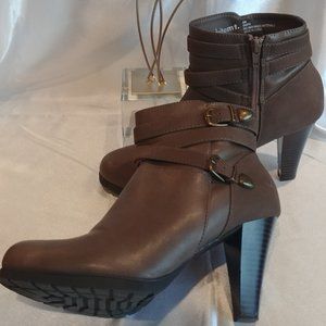 White Mountain Faux Leather Uptown-Heeled Ankle Booties